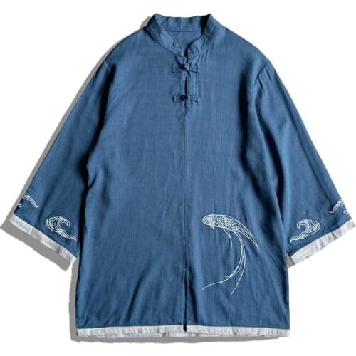 2021 unisex oriental style kimono cook uniform stand-up collar loose chef cook uniforms cotton and linen fabric cook costumes