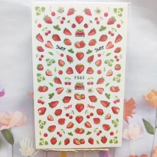 3D Nail Sticker Interesting Design Nail Foil Glue Sticker Sweet Fruit Strawberry Cherry Sticker for Manicure Nail Art Decoration