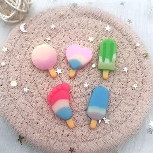 40Pcs Gradient Color Resin Ice Cream Food Toys DIY Crafts Supplies Phone Shell Patch Arts Ornament Basteln Earring Pendant Decor
