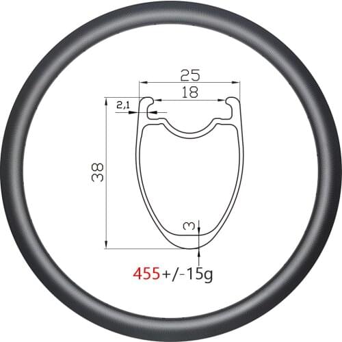 455g 38mm road bike carbon rims 700C tubeless clincher 25mm wide 20H 21H 24H 28H UD 3K 12K matte glossy gravel disc wheel carbon