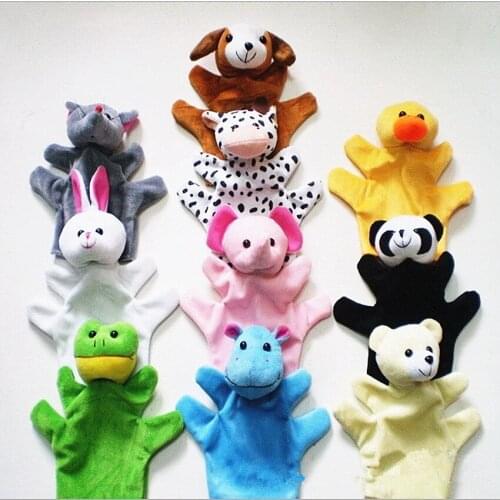 5PCS Baby Kids Child Doll Hand Puppets Panda dog Bear rabbit cat Lovely Animal Plush Hand Puppets Cute animal Family Cloth Doll
