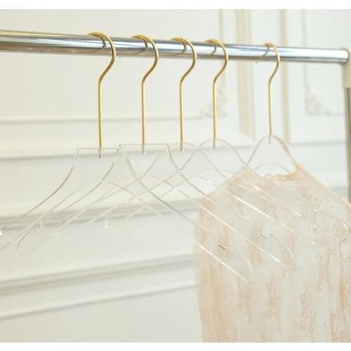5 pcs/lot High-end Transparent Acrylic Household Clothes Hangers Plastic Crystal Coat Hanger Hotel Plastic Pants Rack