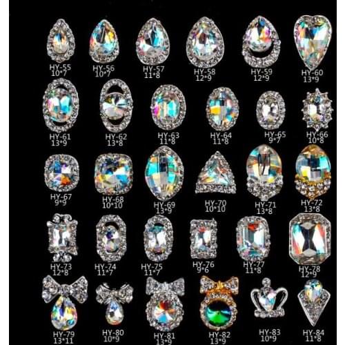 500Pcs/Lot Nail Drill K9 Magic Color Flame Nail Paste Tool Flat Bottom Diamond Combination Alloy Rhinestones Decorations HA2262