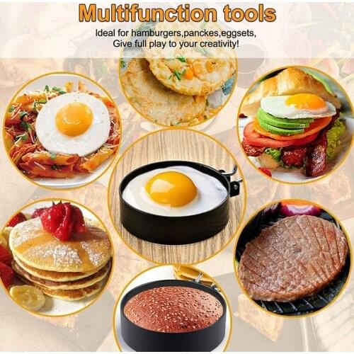 6 Pack Egg Rings Set Breakfast Omelette Round Heart Shaped Egg Pan Ring Nonstick Pan Omelette with Glove and Brush