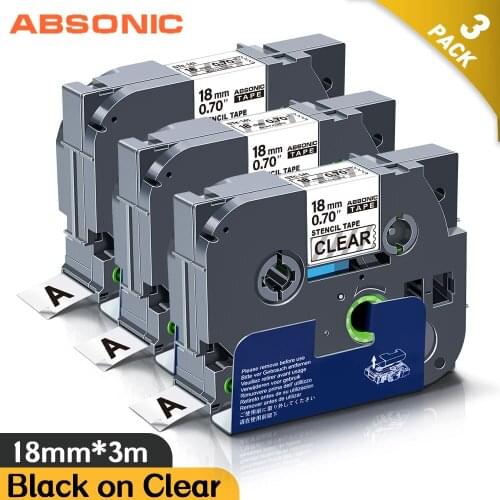 Absonic 1/2/3PK 18mm STE141 STe-141 ST-141 Stencil Tape Compatible for Brother P-touch Label Maker Printers 0.7 Inch x 9.8 Feet