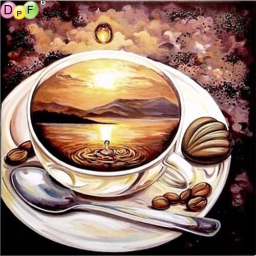 DIY View from the coffee full square diamond painting cross stitch needlework diamond embroidery home decor mosaic kits