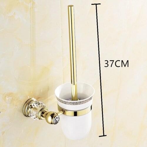 Antique Brass Wc Brush Holder Gold Crystal Solid Toilet Brush Holder Polished Bathroom Hardware Sets Bathroom Accessories