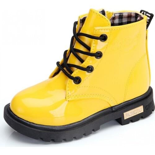 Girls Candy Color boots Kids Winter Boots Children Snow Boots Toddlers Boys Patent Leather Warm Cotton Rubber Boots Martin Shoes