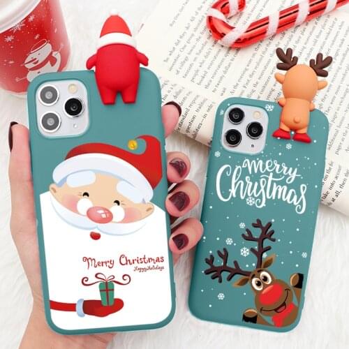 Christmas Doll Phone Cases For iPhone Xs Max XR X Cute Santa Claus Reindeer Cover For iPhone 12 Mini 6 6s 7 8 Plus 5 11 Pro SE2