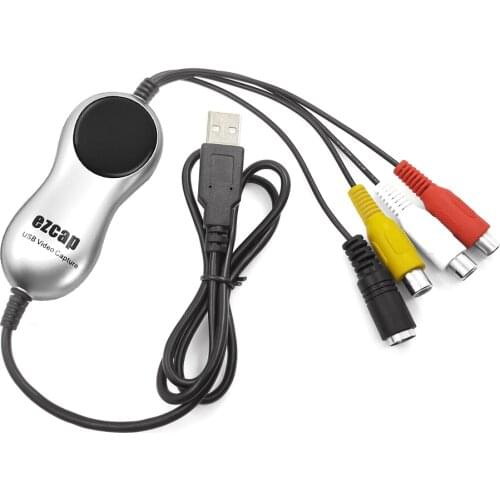 EZCAP170 USB 2.0 Video Capture Recorder Converter Analog Video Audio to Digital Support Windows 10/8/7 for TV DVD VHS DVR