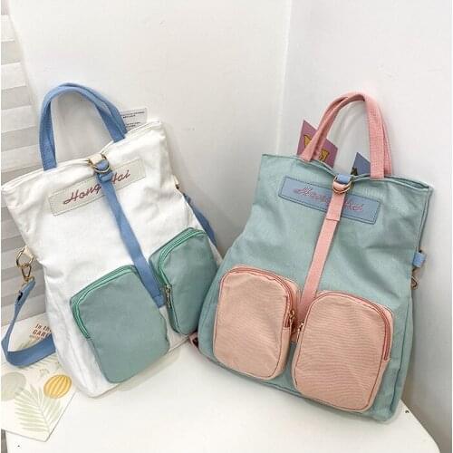 Harajuku Women Canvas Backpack Fashion Casual Multifunction Shoulder Bags School Bag For Teenager Girls Cute Travel Rucksack New