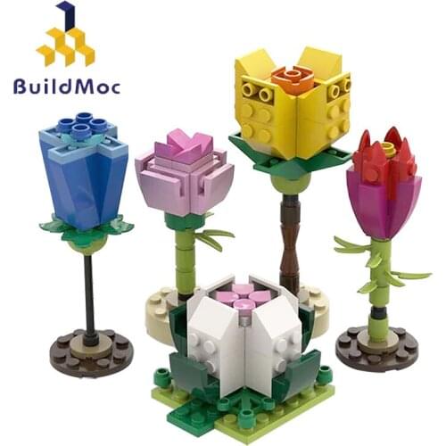 Bulidmoc City Static Decorations Different Color Flower Set Creator Expert Toy Suitable For Educational Building Blocks Gift