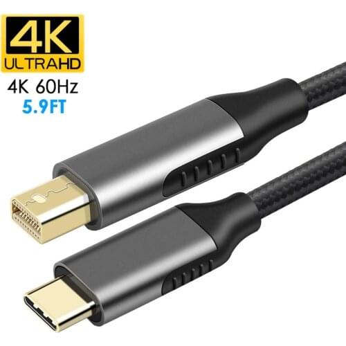 USB Type C to Mini DisplayPort Mini DP Cable 4K@60Hz Compatible with MacBook Pro MacBook Air More USB C Device (5.9ft)