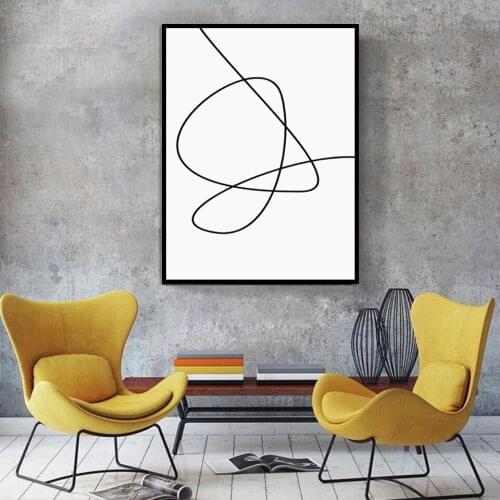 Minimalist Bedroom Minimal Poster Print Modern Extra Large Art Painting Black White Wall Picture For Living Room Home Decor