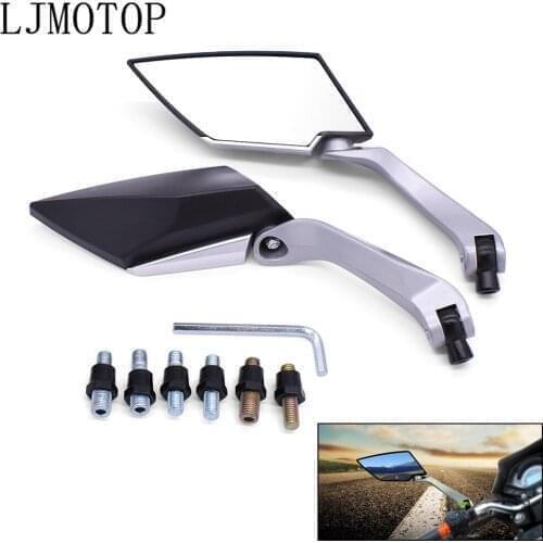 For Suzuki GSF600 Bandit BURGMAN 400 GS1000 RM85 Motorcycle Mirror 8/10mm Scooter Electrombile Back Side Convex Mirror Universal