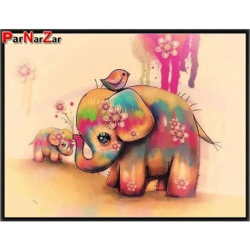 ParNarZar 5D Diamond Painting by Number Kits Color The Elephant Paint with Diamonds Arts Full Drill DIY for Room Wall Decor
