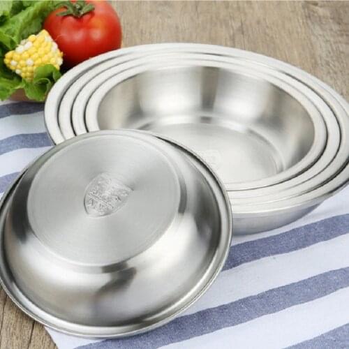 High quality 304 Stainless Steel Plates Set Round Dinner Bowl Seasoning Plate Restaurant Home Kitchen Tableware Kitchenware