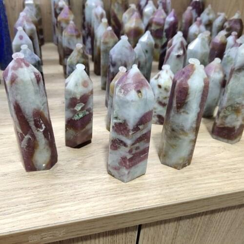 Natural pink tourmaline small pillars home living room decoration art ornaments open chakras to restore spiritual power