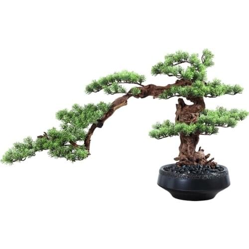 TT Jingquan New Chinese Style Artificial Greeting Pine Greenery Bonsai Decoration Simulated Plants Bonsai Decoration