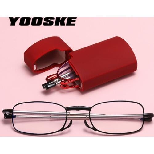YOOSKE Readers Reading Glasses for Men Folding Presbyopic Glasses Women Frame Foldable Prescription Glasses Ladies 1.5 2.0 2.5