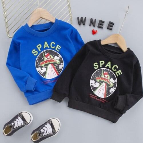 Baby boy clothes cartoon flying saucer printed cotton long-sleeve sweater 0-5 years boy sportswear casual sweater baby boy tops