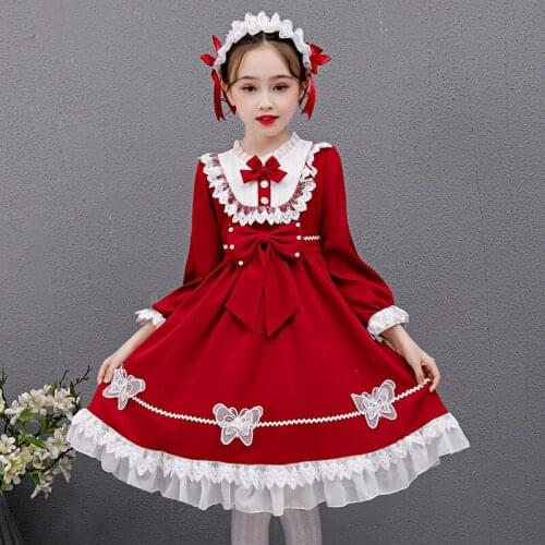 Girls Lolita Princess Dress Cute Kids Evening Party Dresses Summer New Childrens Bow Cartoon Bow Kids Perform Costume