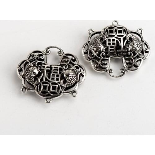 Chinese Characters Luck lock Pendant Gold panted Alloy Charms Jewelry Findings & Components For Jewelry Making #JY310