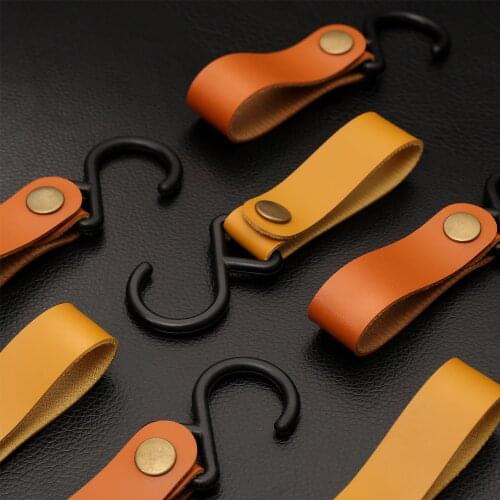 Outdoor Camping S-hook Leather Keychain Portable Storage PU Hanging Buckle Triangle Rack
