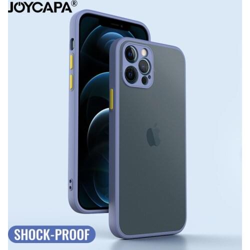 Shockproof Silicone Bumper Phone Case iPhone 12 11 Pro Max Mini X XR XS MAX 8 7 6 6S Plus SE 2020 Luxury Translucent Matte Cover