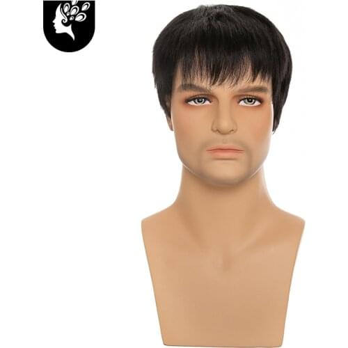 YOUR BEAUTY HAIR Men Wigs Natura Color Short Straight 5%Synthetic Hair Wig Black Natural Daily Wig for Young Boy free shipping