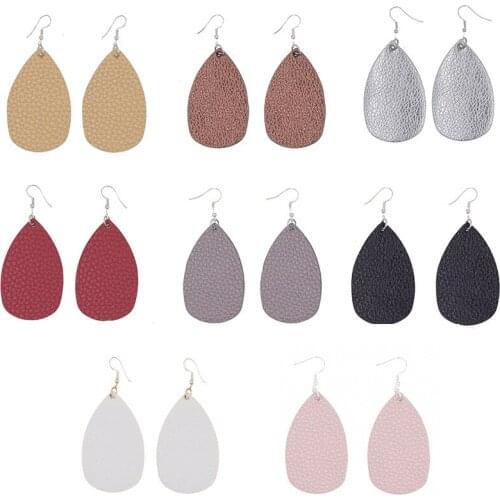 Boho PU Leather Teardrop Dangle Statement Earrings For Women Fashion Trendy Jewelry Water Drop Leather Earrings