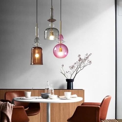 Nordic Candy Glass Pendant Lights Modern Creative Kitchen Hanging Lamp Dining Room Cafe Indoor Lighting Rope Lights Luminaire