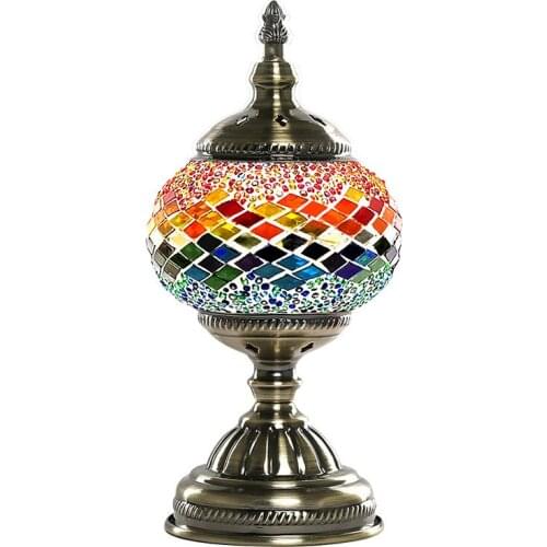 Mediterranean Retro E14 Table Lamp Turkish Glass Mosaic Table Lights for Study Bedroom Bedside Home Decor Art Lighting