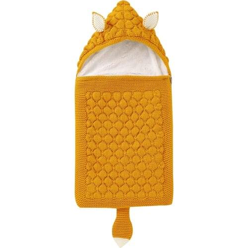 Newborn Baby Seeping Bags Envelopes Infant Swaddle Wrap Knit Blankets Super Soft Warm Hooded Sleepsack for Baby Girl Boy