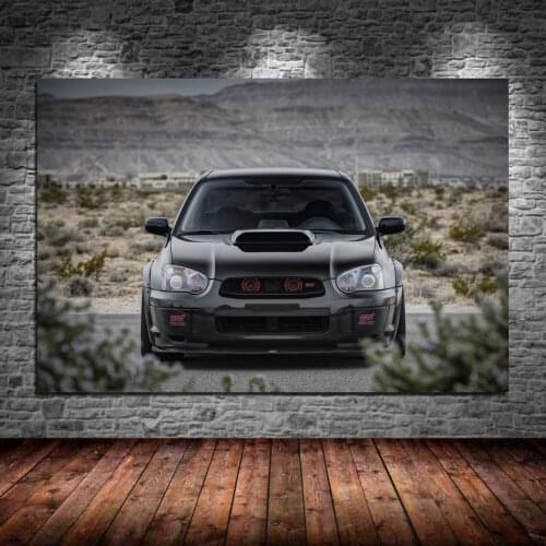 Modern Art Decorative Paintings Subaru Impreza WRX STI Front Black Car Wall Picture Canvas Posters and Prints Living Room Decor