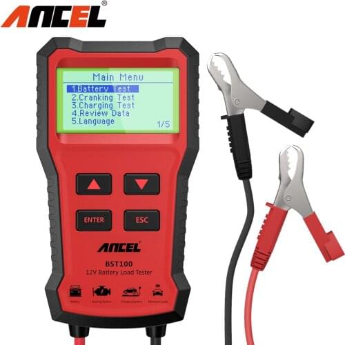 ANCEL BST100 Battery Tester 2000CCA Cranking Charging 12V Multi Languages Automotive Car Battery Diagnostic Tool PK KW208