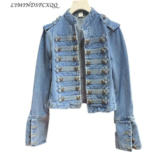European Style Cropped Denim Jacket For Women Autumn New Cool Button Jeans Coat Slim Fit Short All-match Top Jeans Coat Jackets