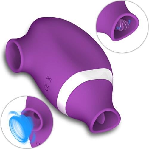 Sucking Sex Vibrator Nipple Suction Clitoris Sucker Double Stimulator Tongue Licking Silicone massager Female Sex Toys For Woman