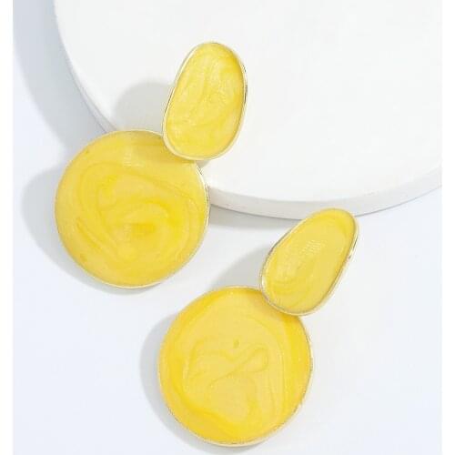 Dvacaman Vintage Geometric Round Drop Earrings for Women Cute Candy Color Resin Statement Earrings Jewelry Dropshipping Brincos