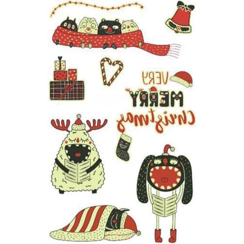 Waterproof Temporary Tattoo Sticker Luminous Fake Tatoo Christmas Day cartoon animal gift Flash tatto Taty Glowing in Dark kid