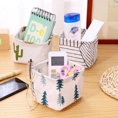 1pc DIY Desktop Storage Basket Foldable Sundries Cosmetic Book Organizer Stationery Bag Container Bin Underwear Toy Storage Box