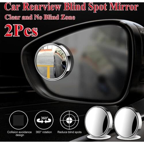 2pcs Car 360 Degree Framless Blind Spot Mirror Wide Angle Round Convex Mirror Small Round Side Blindspot Rearview Parking Mirror
