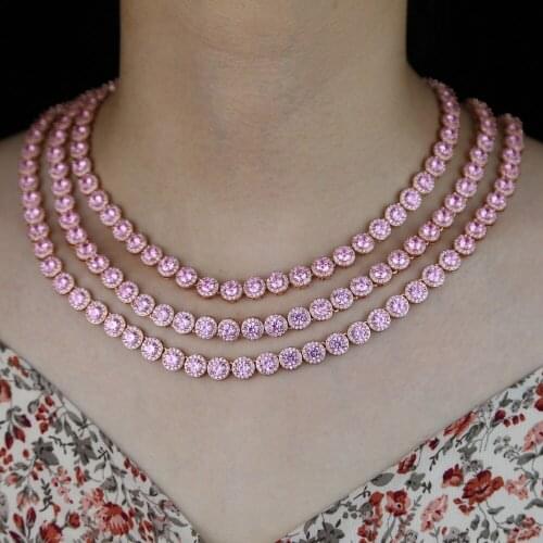 2020 wholesale cheaper price hip hop women choker necklace with 5A cz round cut tennis chain long necklace jewelry for wedding