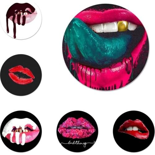 Sexy Girl Red Lips Icons Pins Badge Decoration Brooches Metal Badges For Clothes Backpack Decoration 58mm