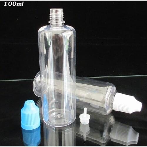 10pcs 100ml Plastic PET clear Dropper Bottle With Childproof Cap and Long Thin Needle Tip,e cig bottle,empty,transparent Bottle