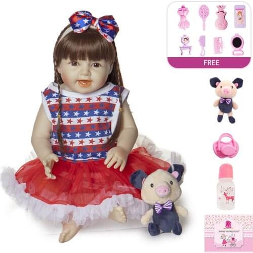 18"48CM Full Body Hair Toy Doll Bebe Reborn Smooth Vinyl Body Reborn Doll Soft Silicone Reborn Baby Dolls Toys for Children