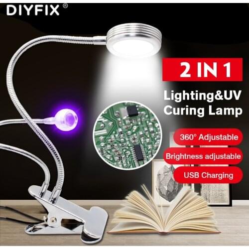 2 in1Lighting&Curing Mobile Phone Repairing LED Glare Lamp UV Glue Green Oil Curing Purple Lamp For Logic Board CPU Repair Tool