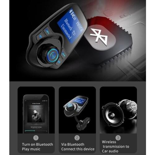 2021 T10 Car Bluetooth Mp3 Music Player Fm Transmitter Hands-Free Phone Charger New