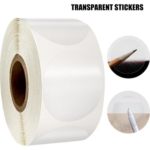 500pcs/roll Clear Retail Seals Transparent Stickers 1" Inch Round Circle Sticker for Package Envelopes Gift Box