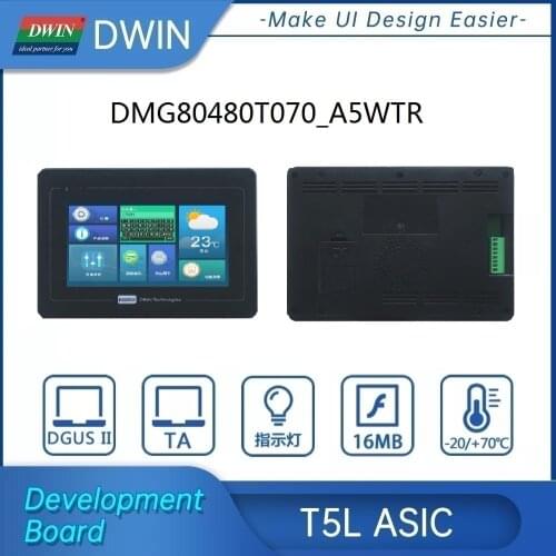 7 inch LCD Module 800x480 TFT LCD displays HMI/UART RS232 RS485 DWIN 80480T070_A5W